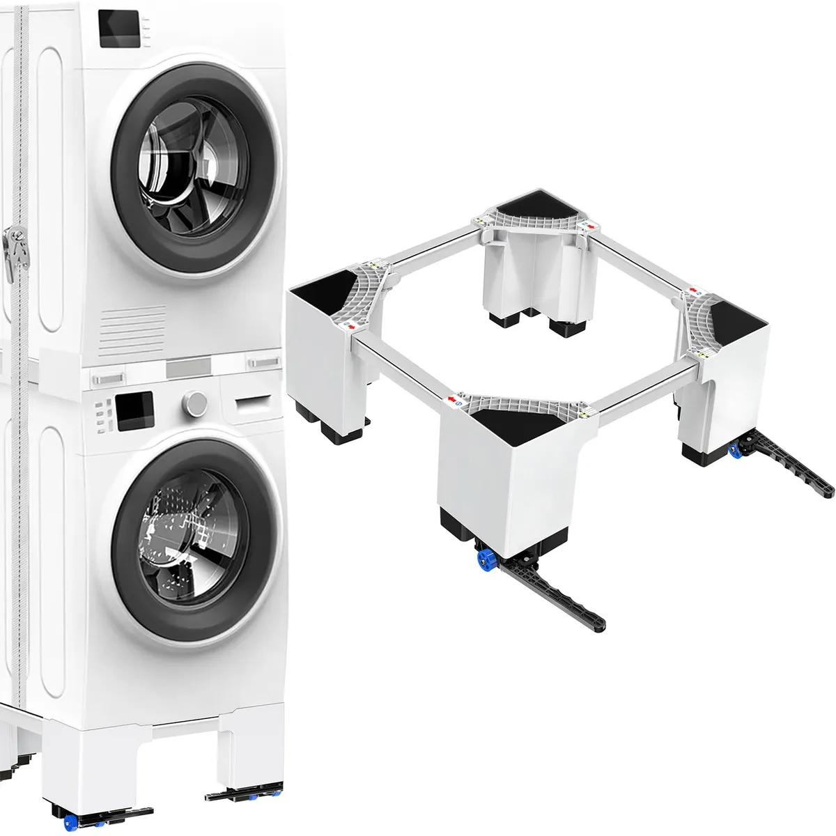 NIUXX Adjustable Mobile Washing Machine Base w/ Brake Wheels 46-69cm H19.5cm