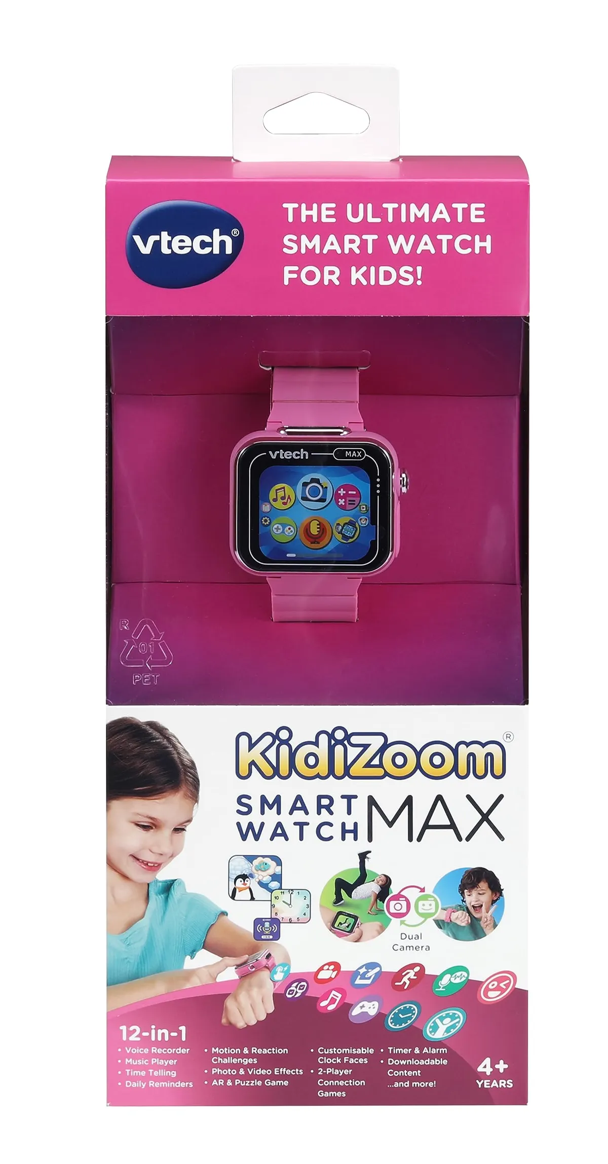 VTech KidiZoom Smart Watch Max Kids Dual Camera Games Pedometer Pink Ages 4+