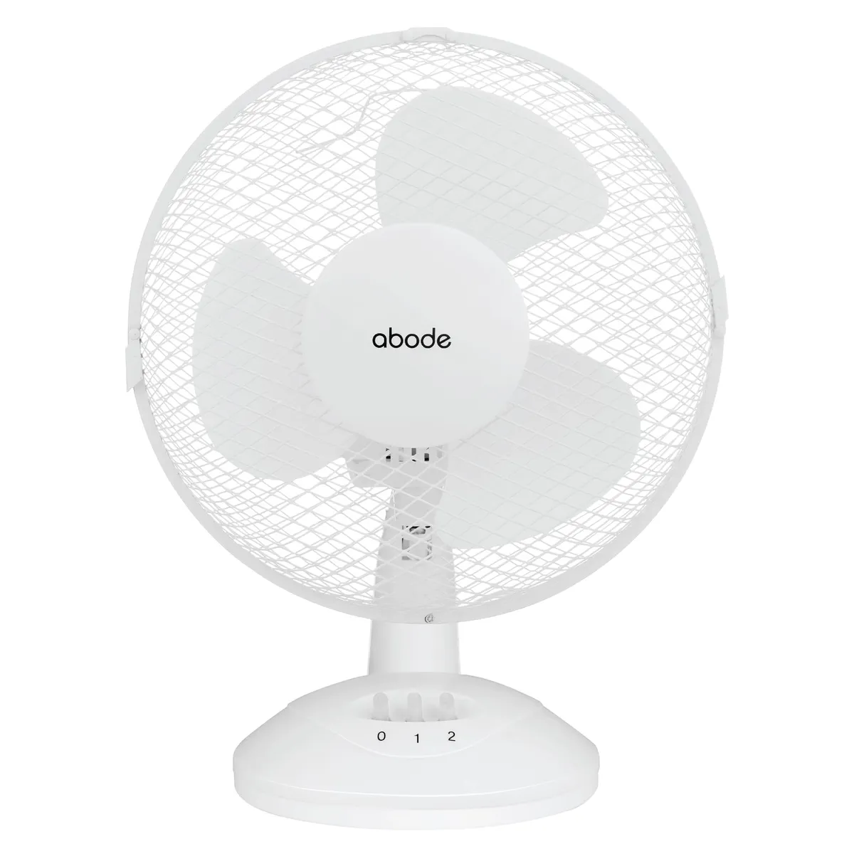 Abode 9" Portable Desk Fan, 2 Speeds, Wide Oscillation, Quiet, White