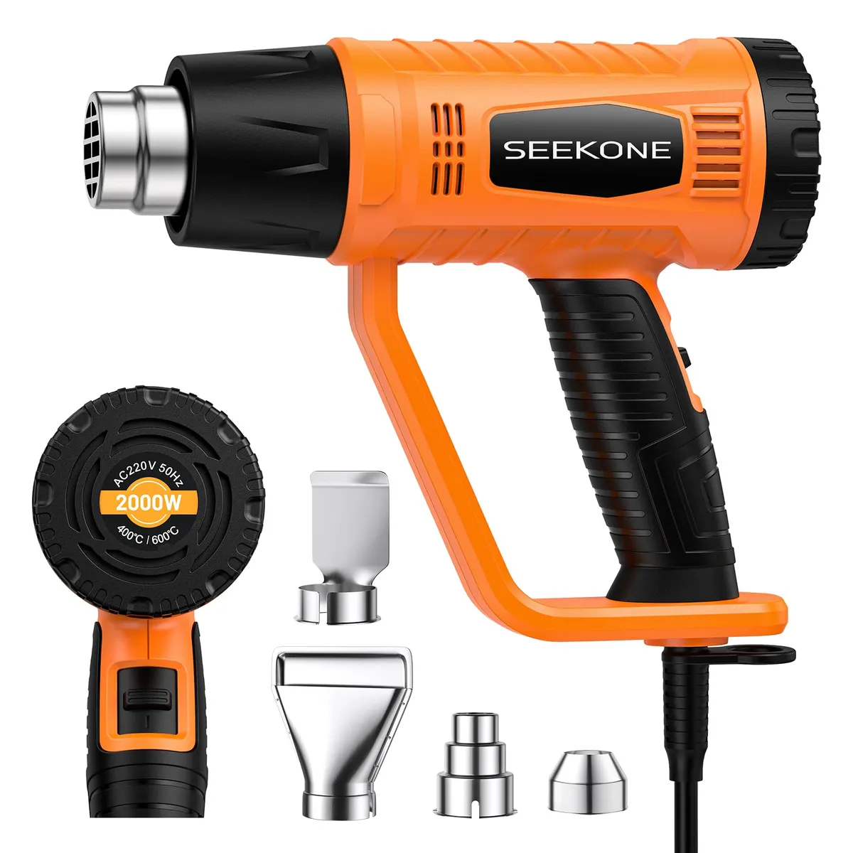 SEEKONE 2000W Professional Heat Gun Kit Hot Air 400℃ & 600℃ Heavy Duty