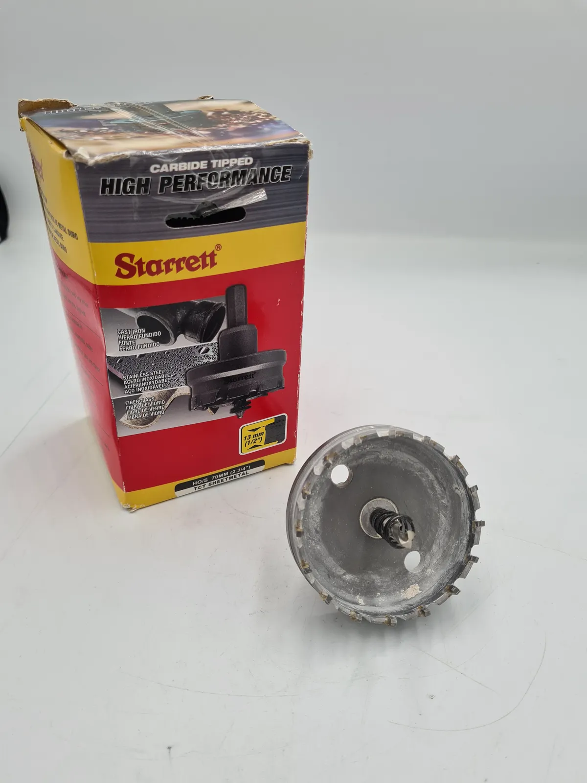 Starrett SM70 Tungsten Carbide Tipped Hole Saw 70mm w/ Arbor Pilot Bit - Metal
