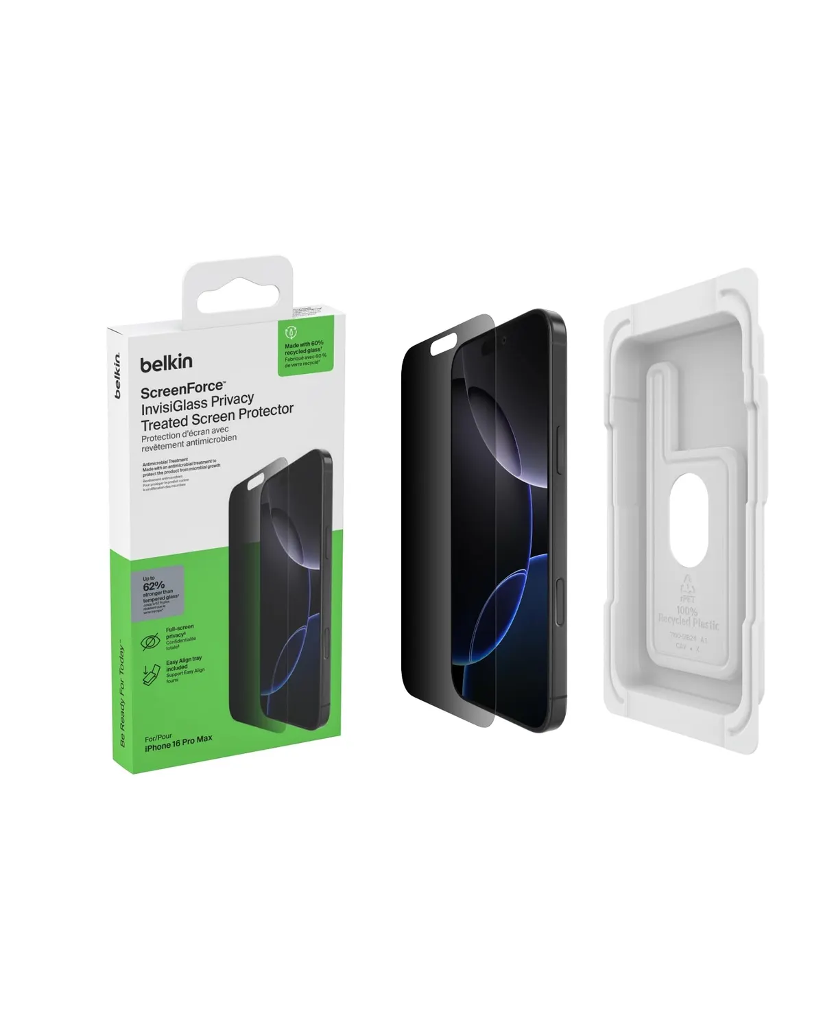 Belkin InvisiGlass iPhone 16 Pro Max Privacy Screen Protector w/ Easy Align Tray