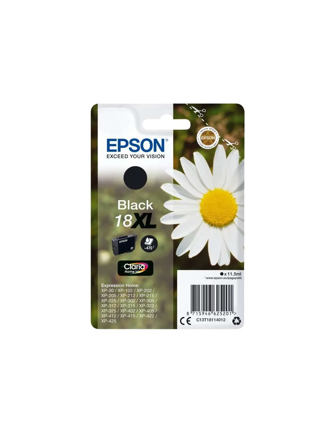 Genuine Epson 18XL Black Daisy High Yield Claria Home Ink Cartridge