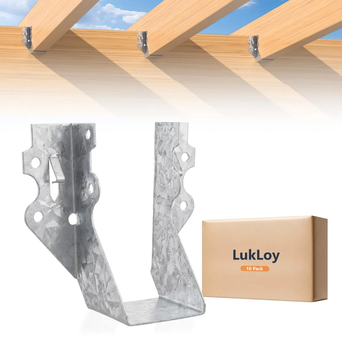 LukLoy 2x4 20 Gauge Galvanized Face Mount Wood Joist Hangers, 10 Pack