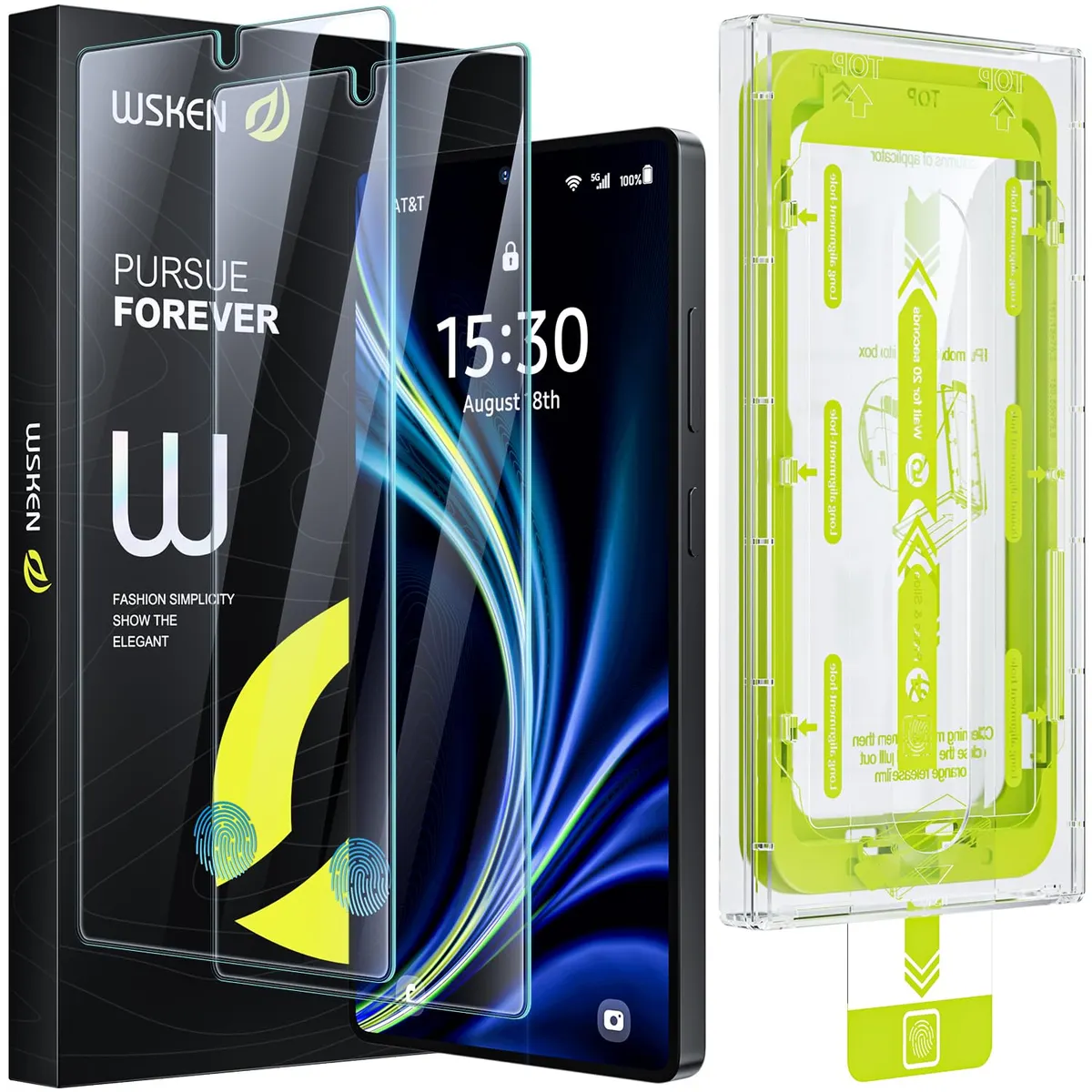 2 Pack WSKEN Samsung S25/S24 Tempered Glass Screen Protector Fingerprint Unlock