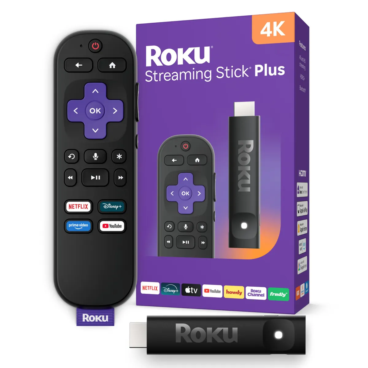 Roku Streaming Stick Plus 4K HDR Voice Remote Streaming Media Player