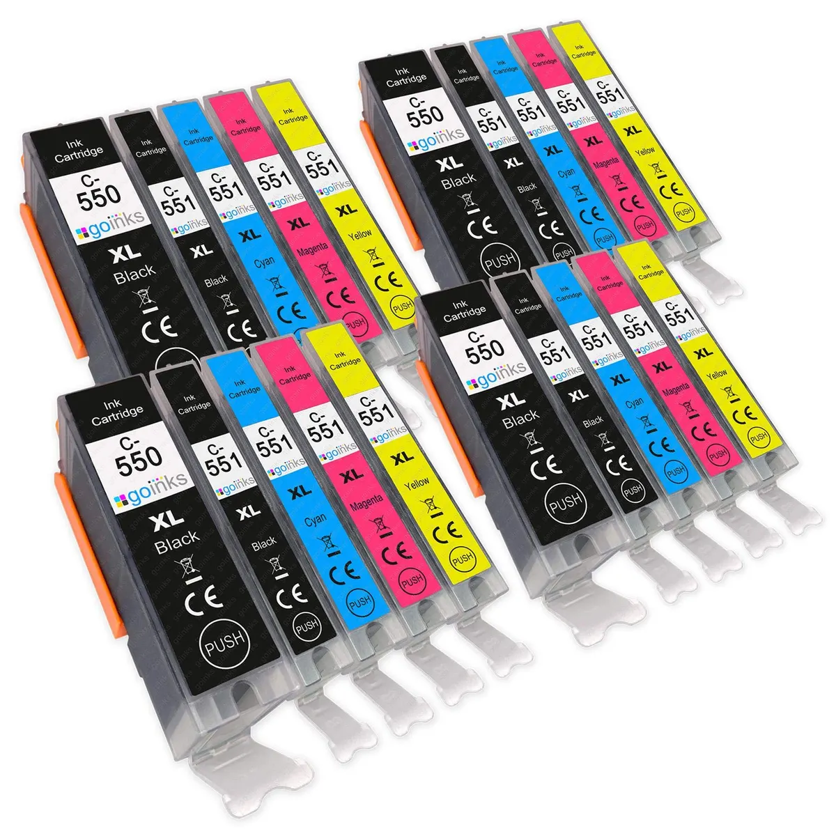 Go Inks 20 Pack Compatible Ink Cartridges-Canon PIXMA PGI-550 CLI-551 XL B/C/M/Y