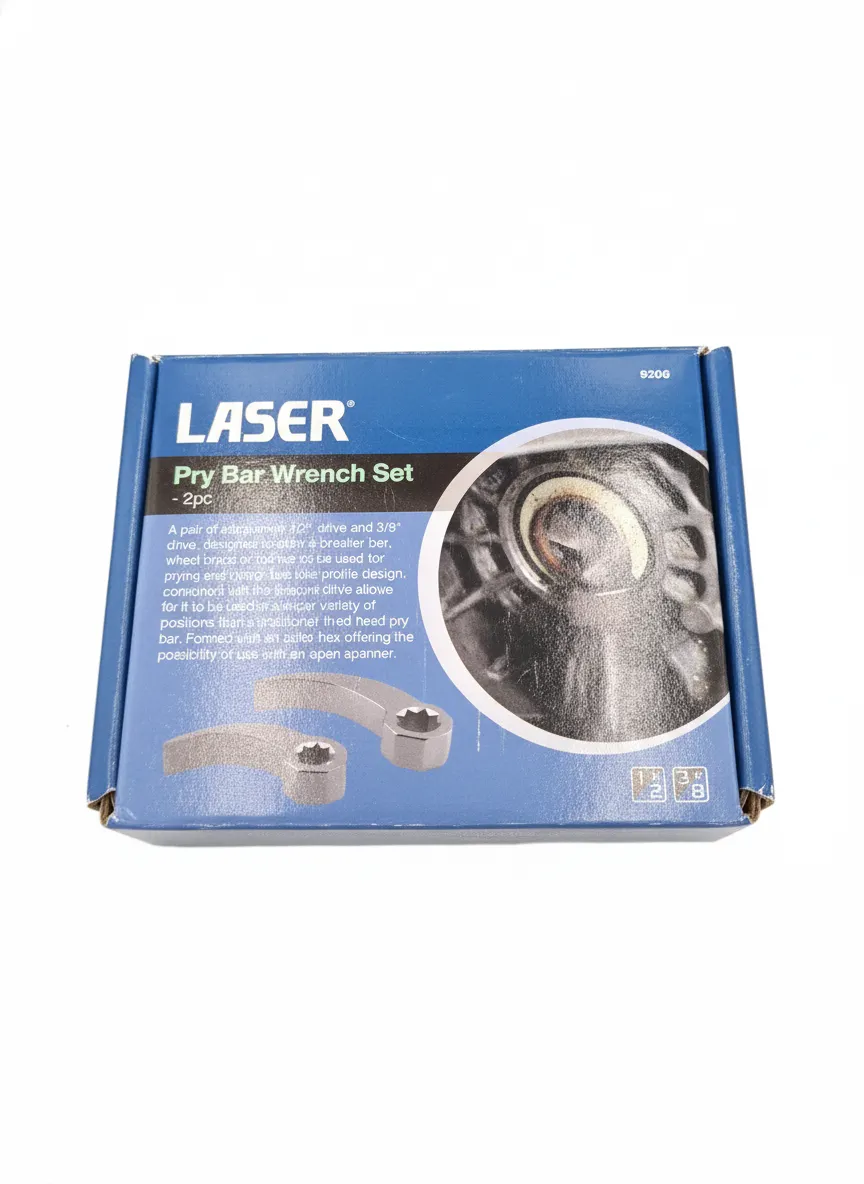 Laser 9206 Pry Bar Wrench Set - 2pc Cr-Mo 1/2" 3/8" Drive Adaptor Tool