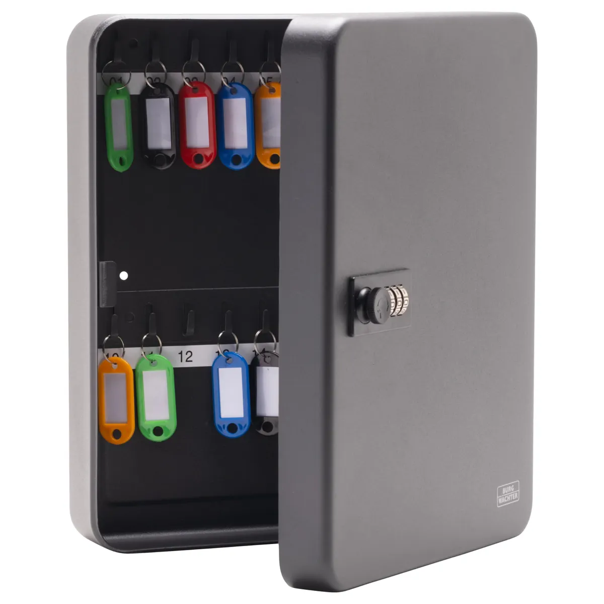 Burg Wachter KC36C Wall Mount Combination Cabinet 36 Hooks Matt Black Key Tags