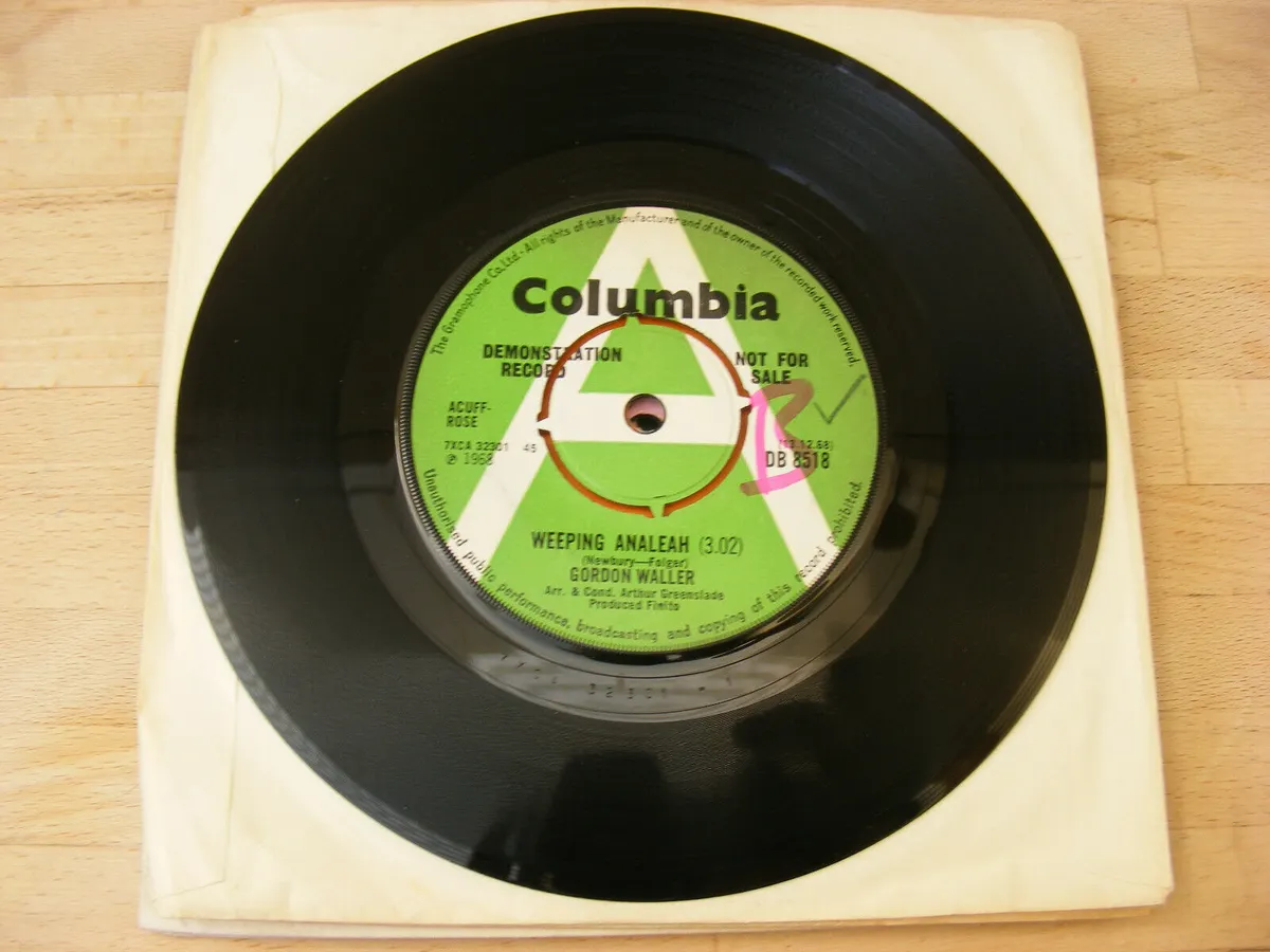 Gordon Waller Weeping Analeah Seventh Hour 7" Demo Single Columbia 1968 Used