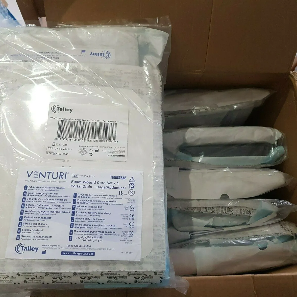 6 x TALLEY VENTURI Abdominal Foam Wound Care Set Portal Drain 97-30-42-111