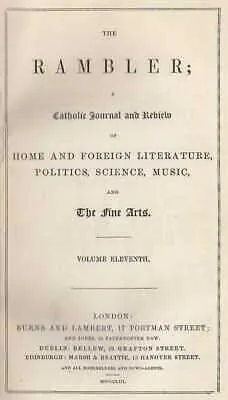 The Wandering Jew Original Article from The Rambler 1854 J. M. Capes Very Good