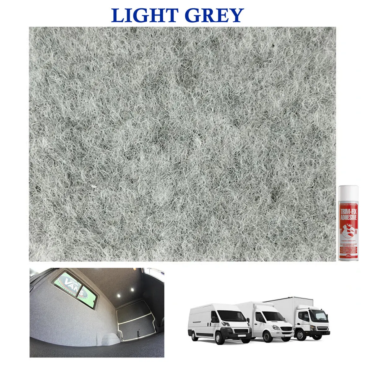 40SQM (20x2m) Camper Van Lining Carpet Kit 4 Way Stretch & 20 Cans Adhesive