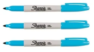 10 x Blue Sharpie Pens  Permanent Marker Fine Point Write