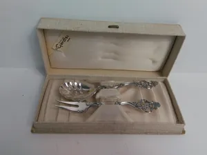 Vintage Th. Marthinsen 830 Silver Spoon and Fork "Fancy Pattern" Norway Silver