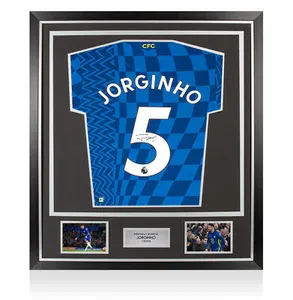 Framed Jorginho Signed Chelsea Shirt - 2021-2022, Number 5 - Premium