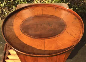 Fine Quality 18th C. Mahogany & Walnut Ovoid Tray With Inlays And So On..