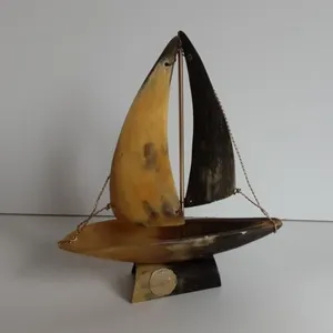 Vintage Sailing Boat Made From Real Horn Historical Mid Century (100g)