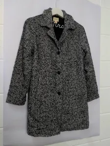 WOMENS BELLEROSE NAVY WHITE WOOL MIX METALLIC RED SMART BUTTON UP COAT UK 16