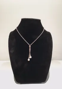 Beautiful Y Shaped Sterling Silver & Pearl Necklace
