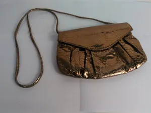 Carlos Falchi Fatto A Mano Bronze Python Snakeskin Shoulder Evening Clutch Bag