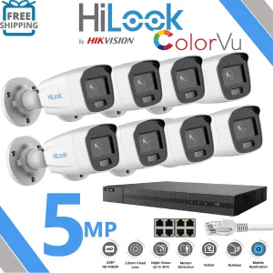 HIKVISION COLORVU CCTV SYSTEM IP POE 4 8CH NVR BULLET CAMERA 5MP NIGHTVISION KIT