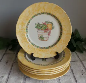 JOHNSON BROTHERS ARCADIA FRUIT BASKET 9" RIMMED BOWLS X4 + 9" SALAD PLATES X2