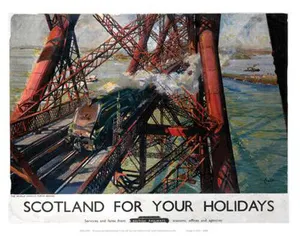 Vintage Scotland for Holidays Forth Bridge Railway Travel Poster -A2 16.5"x23.4"