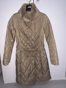 BNWOT LUISA SPAGNOLI DIAMOND STITCH COAT WITH REMOVABLE RABBIT FUR COLLAR 10-12