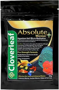 Cloverleaf AW50/6 Absolute+ Wormer Treatment Aquarium 50g treats 5000gals, White