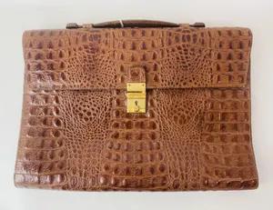Fiochi Vintage Crocodile Leather Mens Brown Clutch Satchel