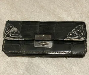 A Splendid Antique Edwardian Crocodile SkIn With 925 Silver Edging EHP Purse.