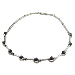 Maria Belen Hallmarked Sterling 925 Silver Pearl Necklace NWT 45cm 32g