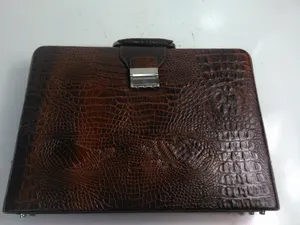Mens Designer 100% Crocodile Skin Leather Briefcase Document Case Bag RARE NEW
