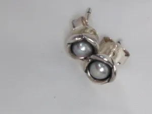 Retired Pandora My Wish Grey Pearl Ring  & Earrings