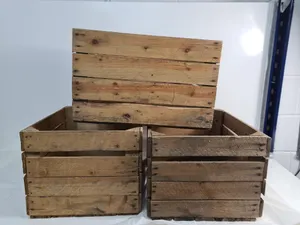 3 x Vintage Wooden Apple/Fruit Crate, Rustic Old Bushel Box, Shabby Chic Storage