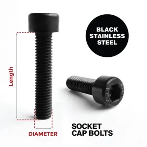 40x M6 14mm CAP BOLT ALLEN SCREW A2 BLACK STAINLESS STEEL SOCKET CAP HEX DRIVE