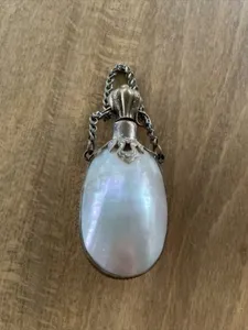 Antique Chatelaine Mother Of Pearl Nacre 19th Century Perfume Scent Bottle