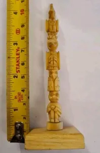 Antique Tlingit Ivory Model Totem Pole