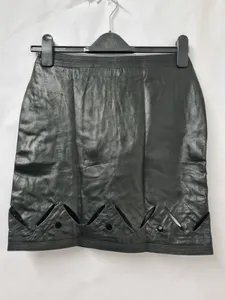 Versace Instante Vintage Mini Skirt Waist  28 Uk 10 Black Genuine Nappa Leather
