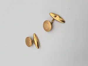 Vintage Cufflinks Beautiful Smart Edwardian Type Chain Link Gold Tone Gilt