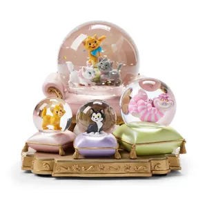 Disney Cats Snow Globe Figurine Collectible - Oliver Figaro Aristocats Cheshire Cat