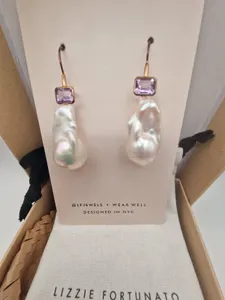 Lizzie Fortunato Jasmine 24K Gold-Plate Amethyst & Pearl Earrings