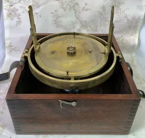 ANTIQUE SHIP'S MARITIME PELORUS, DRUM COMPASS, HUSUN, HENRY HUGHES - LONDON