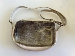 Vintage 1950s Cross Body Bag In Fur And Leather