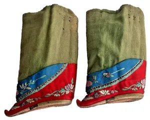 Antique tiny embroidered Chinese Lotus bound foot feet slippers shoes Quing