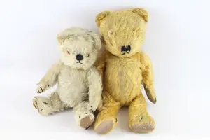 Antique Vintage Teddy Bear Mohair Jointed w/ Felt Paws & Glass Eyes