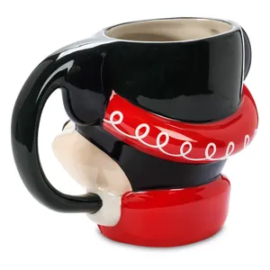 Disney Mickey Mouse Christmas Festive Sculpted Stoneware Mug New