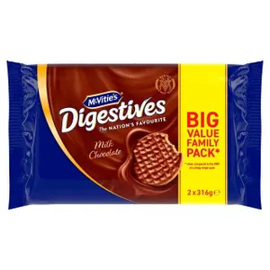 McVitie's Digestives Milk Chocolate Biscuits 2x Twin Packs 2x316g