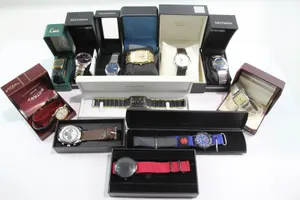 Lot of 12 Mens Assorted Boxed Quartz Watches Rotary Accurist UNTESTED Pre-owned